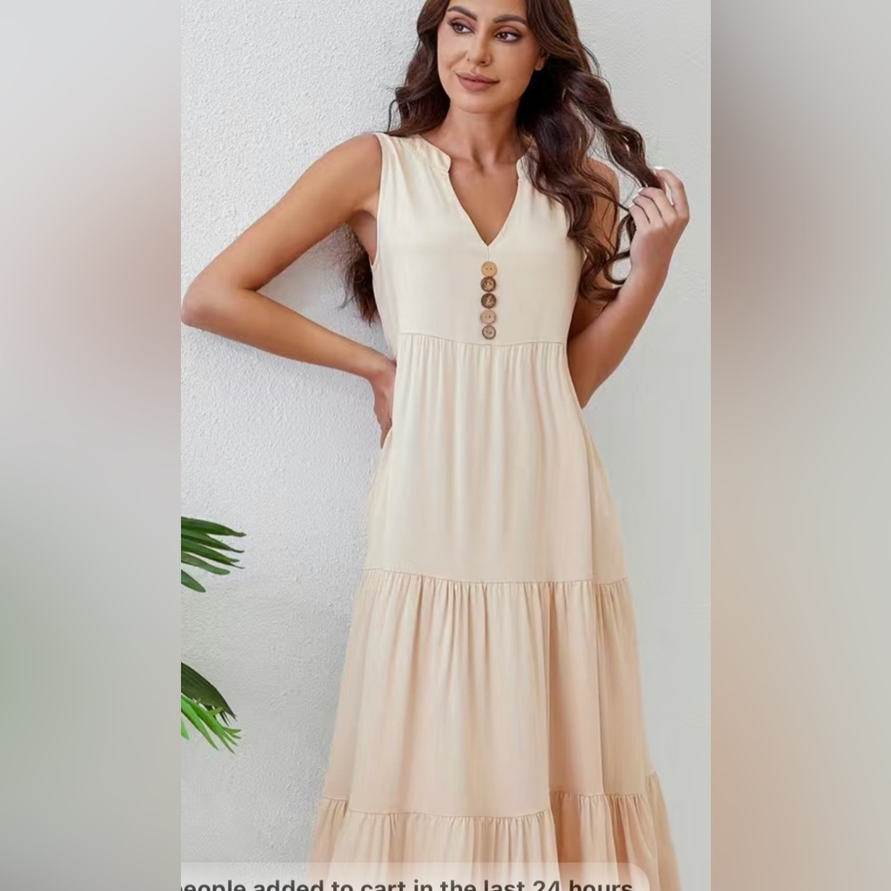 Ruched Solid Dress, Casual Sleeveless V Neck Tank Dress, Women's Clothing